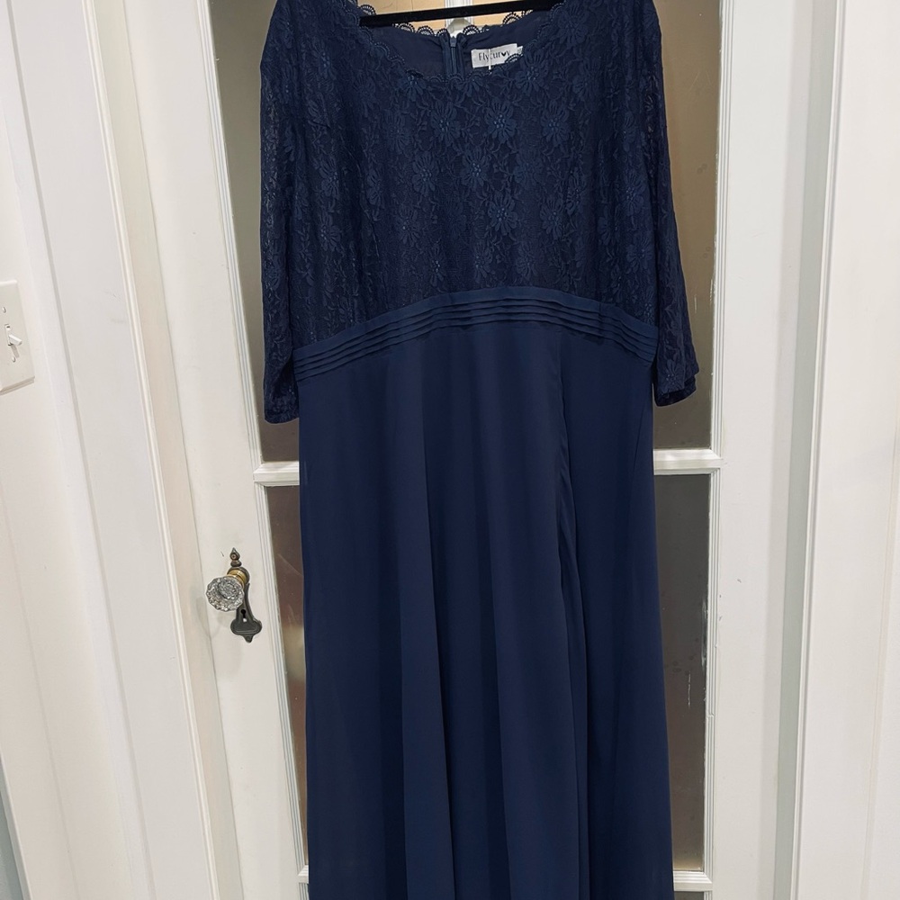 Elegant Navy Blue Lace Dress